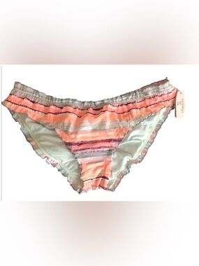 Victoria’s Secret The Ruffle Stripe Cheeky Swim Bottom Medium NWT Y2K Sexy